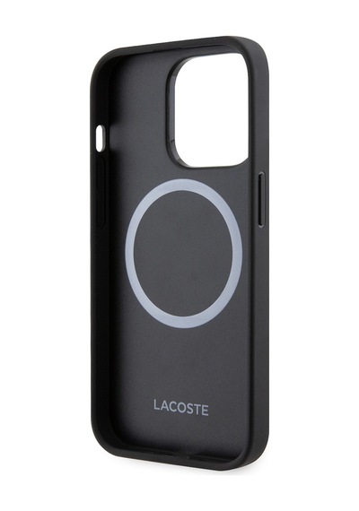 Apple Uyumlu iPhone 14 Pro Max Kılıf Lacoste Lisanslı Pu Pike Desenli İkonik Timsah Dokuma Logolu Lacivert