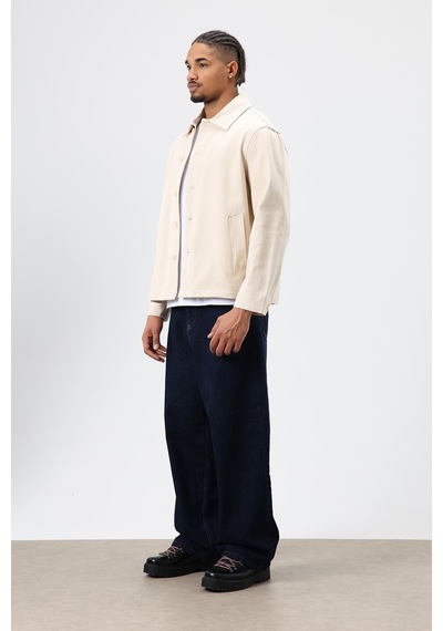 Vamos Boxy Fit Gabardin Ceket Bej