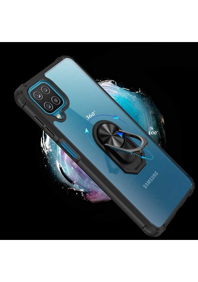 Samsung Uyumlu Galaxy A12 Kilif Standli Yüzüklü Mola Silikon Kapak 482087841