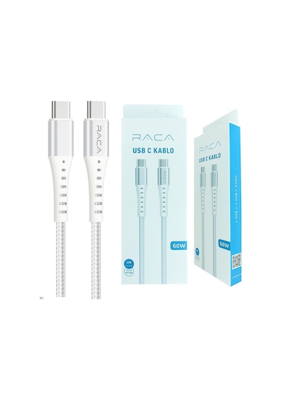 Raca Rc10b 60 Watt Type-c To Type-c Şarj Ve Data Kablosu 1 Metre - Beyaz