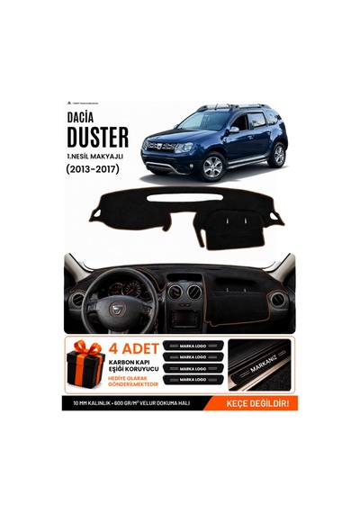 Dacia Duster 1.nesil Makyajlı 2013-2017 Uyumlu Torpido Örtüsü - Siyah Kahverengi
