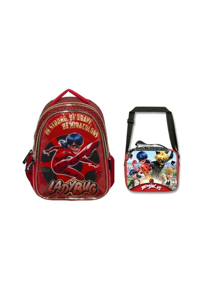Ladybug Simli İlkokul Kız Çocuk Sırt Çantası Ve Beslenme Çantası Çok Renkli