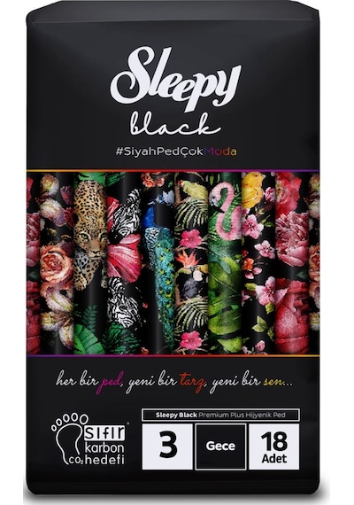 Sleepy Black Premium Plus Hijyenik Ped Gece 18 Adet Ped