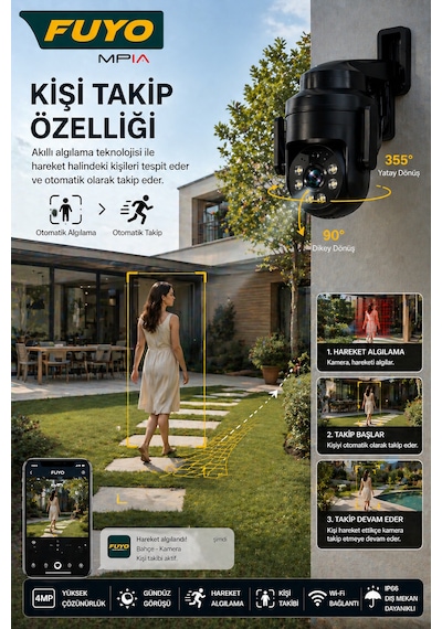 Mpia Fuyo Wifi 4mp Fullhd Ptz Akıllı Güvenlik Kamerası Hieasy Gece Görüş Sesli Kişi Takibi + 12v Adaptör Mpia Fuyo Wifi 4mp Fullhd Ptz Akıllı Güvenlik Kamerası Hieasy Gece Görüş Sesli Kişi Takibi + 12v Adaptör