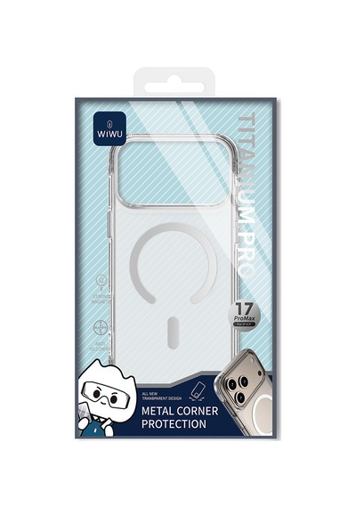 Apple Uyumlu iPhone 17 Pro Max Kılıf M-safe Özellikli Wiwu Mcc-702 Titanyum Pro Seri Sert Pc Kapak Şeffaf Şeffaf