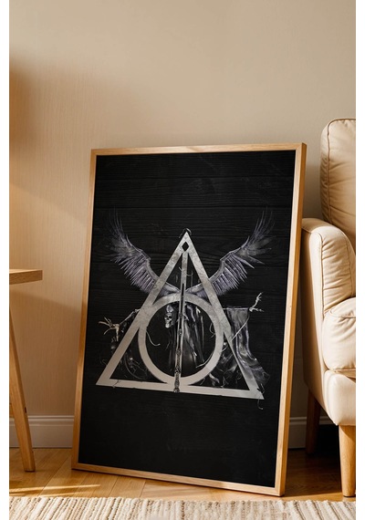 Harry Potter Ölüm Yadigarları Çerçeveli Tablo - Lüks Gotik Deathly Hallows Duvar Dekoru Siyah Gümüş Kayın Harry Potter Ölüm Yadigarları Çerçeveli Tablo - Lüks Gotik Deathly Hallows Duvar Dekoru Siyah Gümüş Kayın