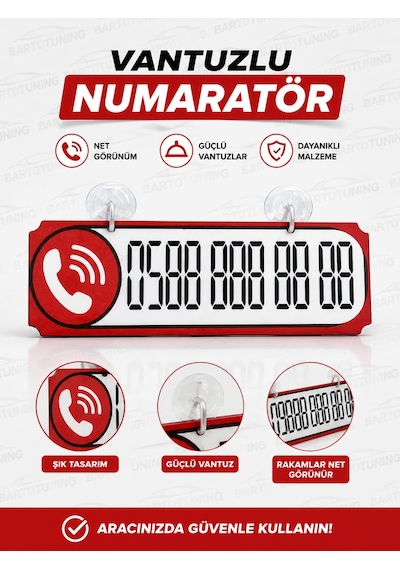 Ford Puma Dekor Plakalı Numaratör Kırmızı 20,5 X 7,5 Şhn