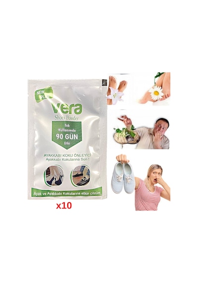 Vera Ayak Kokusu Giderici Ayakkabı İçi Koku Önleyici Toz 10 G 10'lu