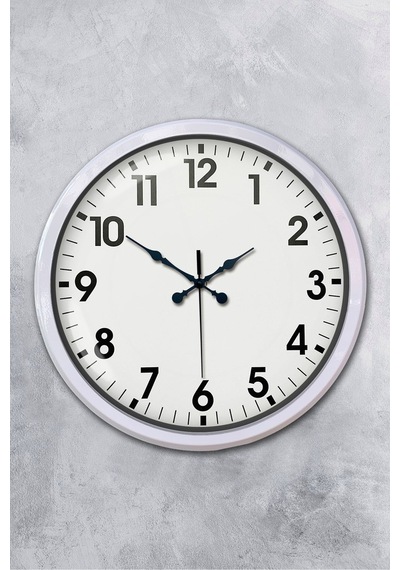 White Classic Modern 52 Cm Metal Duvar Saati Çok Renkli