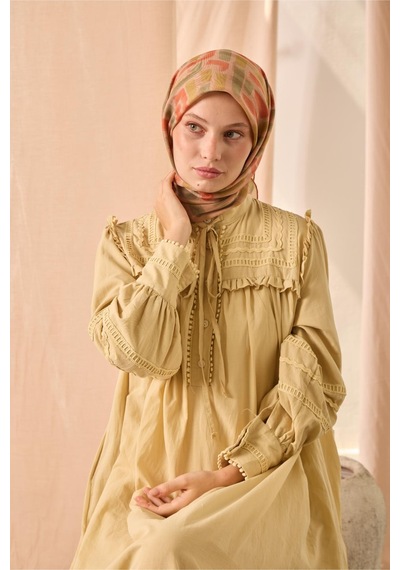 Silk Home Soft Eşarp 73096-13 Bal Köpüğü, Yeşil, Koyu Turuncu, Çimen Yeşili