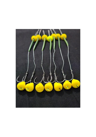 Yemleme Botu 12 Sarı Damla Rig Ve Boli Yüzen Model 12 Takım 2.3 No İnne İnnesi Büyük Boy
