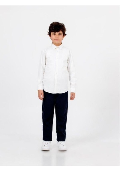 Zekids Çocuk Klasik Beyaz Uzun Kollu Gömlek-15783 Beyaz