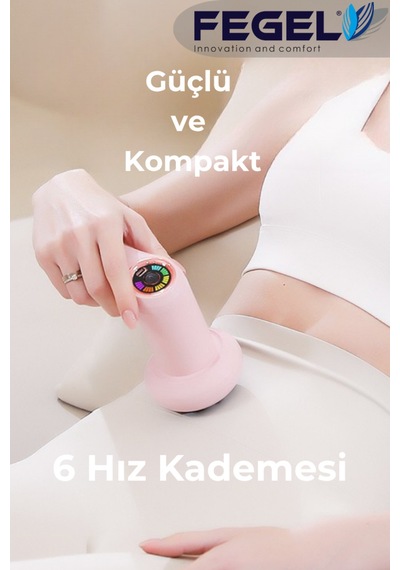 Fegel FG-720 6 Kademeli 5 Başlıklı Şarjlı Profesyonel Masaj Tabancası Pembe