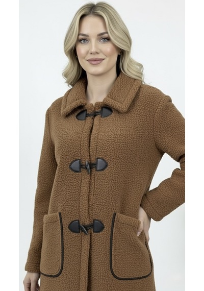 Hiramir Peluş Rahat Kalıp Mont Beyaz Ks2506 Taba