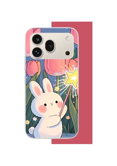 Honor 600 Pro Uyumlu Peluş Tavşan Uv Baskılı Silikon Kılıf Renkli