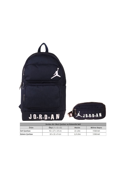 Jordan Air Cleveland Navy Blue Lacivert İkili Sırt Çantası Ve Kalemlik Seti - Erkek Çocuk - Setja-q3172c