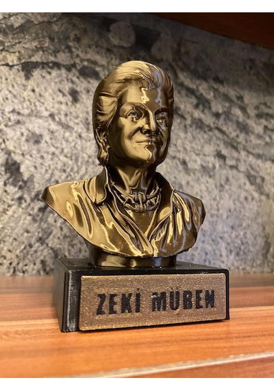 Zeki Müren Büst Figür 13 Cm Altın Sarısı Koleksiyonluk Heykelcik & Dekoratif Masaüstü Süsü