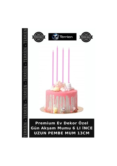 Premium Ev Dekor Özel Gün Akşam Mumu 6 Lı İnce Uzun Pembe Mum 13cm Çok Renkli