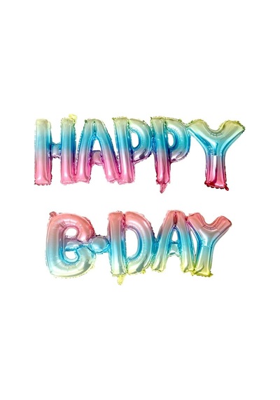 Çok Renkli Happy B-day Yazılı Parti Balonu Çok Renkli
