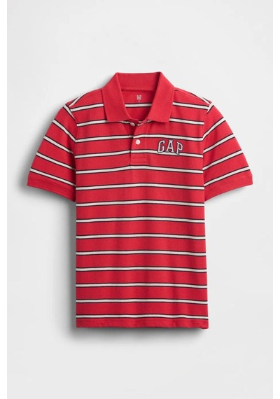 Gap Erkek Çocuk Logo Detaylı Pique Kırmızı Polo T-shirt-13554 Kırmızı