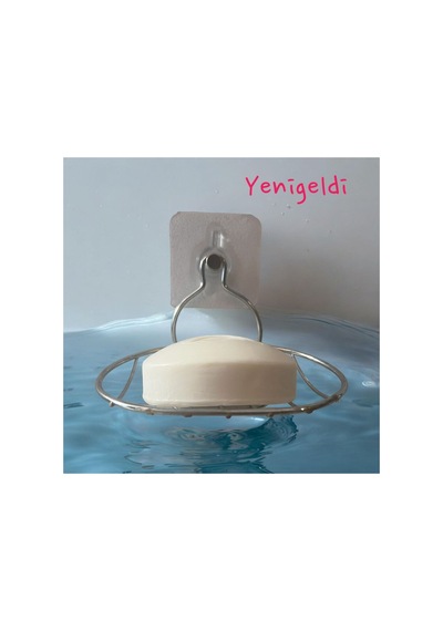 Buççin Online Mağaza 1 Adet Güçlü Yapışkan Askılı Paslanmaz Sabunluk Duş, Banyo Mutfak Duş Lifi Vs. Metal Gri Çok Renkli
