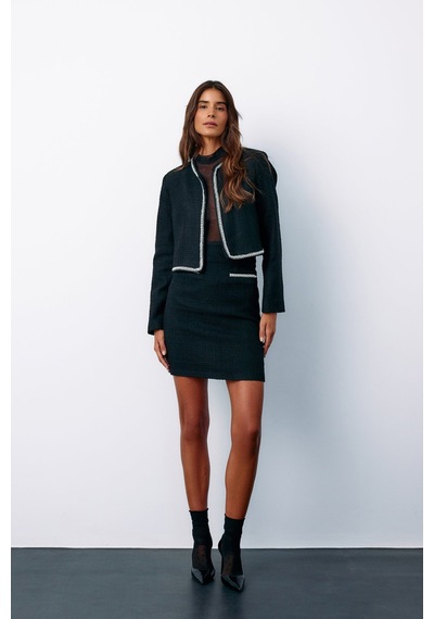 Sateen Aksesuar Detaylı Tüvit Etek - Siyah-135158 Siyah
