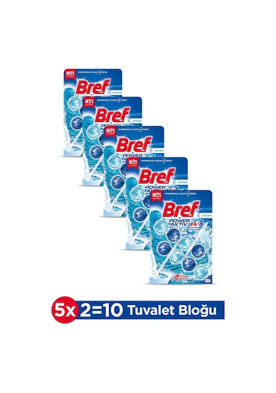 Bref WC Power Aktiv Duopack Katı Tuvalet Bloğu Okyanus 5 x 2'li Paket