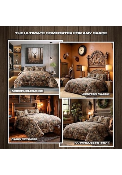 Realtree Edge Kamuflaj Yorgan Seti İkiz Boy - 2 Parça Yatak Seti - Orman Ormanı Kabin Köşkü - Doğa Ağacı Yaprak Diğer