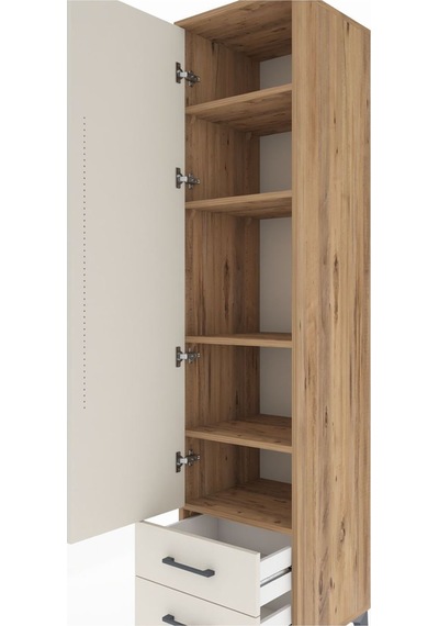 Hyperion Dolap 5 Raflı 2 Çekmeceli Tek Kapaklı 44x44x195 Çam-aytaşı Atlas Çam