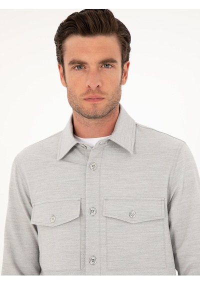 Cacharel Gri Slim Fit Ceket Gömlek