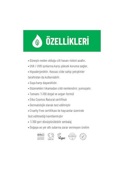 Siveno %100 Doğal Çocuk Güneş Losyonu Leke Karşıtı Nemlendirici Bitkisel Vegan UVA UVB SPF 50+ 100 ml