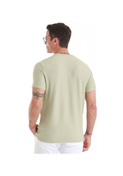 Hatemoğlu Yeşil Regular Fit Düz Bisiklet Yaka Tişört 35103023c004 16-0110tpx Yeşil
