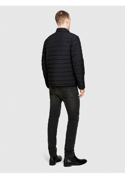 Sisley Kolu Logo Etiketli Fermuarlı Cepli Hafif Ceket Erkek Siyah Mont - 324p24uwsn02r