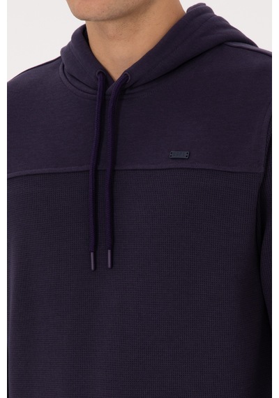 U.S. Polo Assn. Erkek Regular Fit Kapüşonlu Petek Dokulu Mürdüm Sweatshirt 50315526-VR074