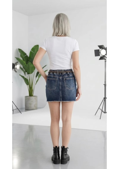 Byemelika Rahat Kalıp, Çift Katmanlı , Tasarım Cep Detaylı, Beli Lastikli, Denim Mini Etek Kahverengi Byemelika Rahat Kalıp, Çift Katmanlı , Tasarım Cep Detaylı, Beli Lastikli, Denim Mini Etek Kahverengi
