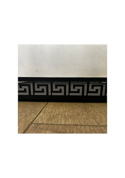 Metal Şömine & Soba Altlığı Siyah Antik Desenli Dekoratif Zemin Koruyucu 90x60 Cm - 821895768