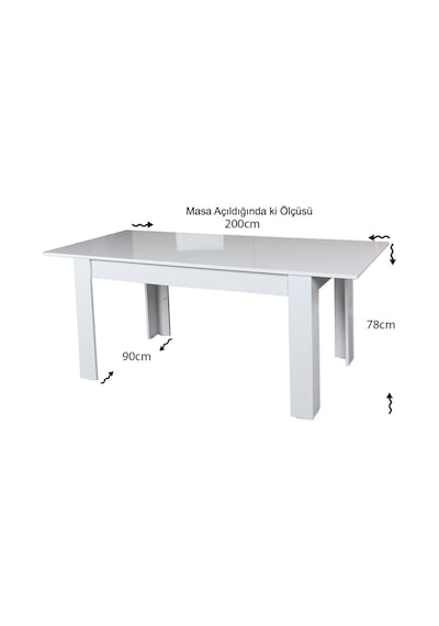 Pasific Home Bois Açılır Yemek Masası Parlak Beyaz