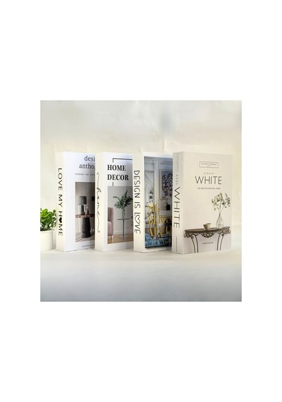Kitap Görünümlü Dekoratif Saklama Kutusu Home Decor, Love My Home, Design, White 4'lü Set - Bgadekkuwhlodehdc