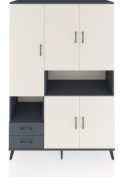 Hyperion Dolap 10 Raflı 2 Çekmeceli 5 Kapaklı 132x44x195 Antrasit-aytaşı/antrasit Aytası/antrasıt Hyperion Dolap 10 Raflı 2 Çekmeceli 5 Kapaklı 132x44x195 Antrasit-aytaşı/antrasit Aytası/antrasıt