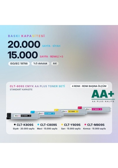 Samsung Clt-809s Cmyk Uyumlu Toner Seti Aa Plus / Clx-9201 / Clx-9251 / Clx-9301 / Clt-k809s / Clt-c809s / Clt-m809s / Clt-y809s