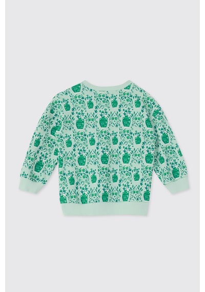 Panço Kız Çocuk Desenli Sweatshirt Mint