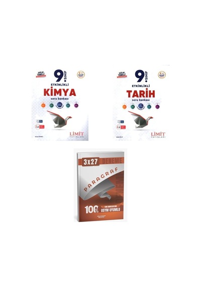 2027 Limit 9. Sınıf Etkinlikli Maarif Kimya + Tarih Soru + Anla Kazan Paragraf Deneme 3'lü Set