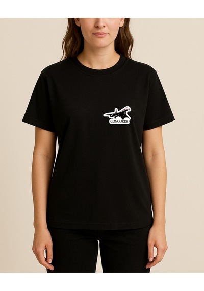 Renkli Uçak Baskılı Tasarımlı T-shirt Siyah
