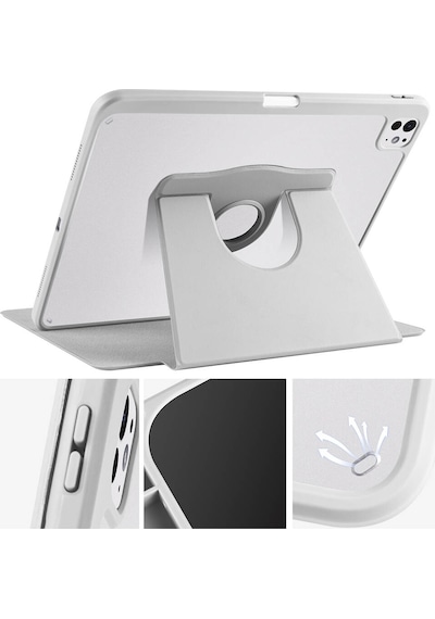 Apple Uyumlu iPad  Pro 13 2025 M5 Kılıf Mkst Termik Kalem Bölmeli Dönebilen Standlı Kılıf - Mavi Tablet Kılıfı