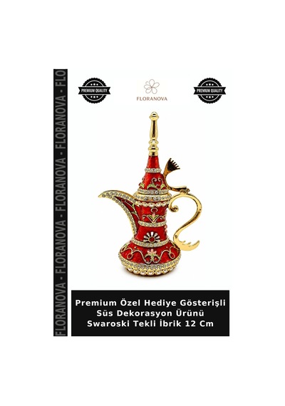 Premium Özel Hediye Gösterişli Süs Dekorasyon Ürünü Swaroski Tekli İbrik 12 Cm