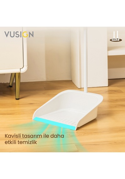 Vusıgn Süpürge Seti Süpürge + Toz Toplama Küreği Gri Beyaz