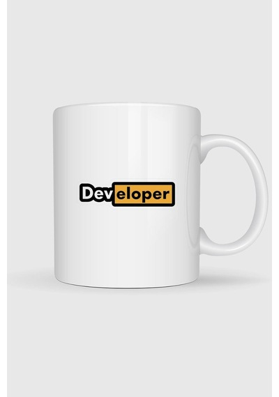 Developer Yazılımcı Baskılı Kupa Bardak Beyaz