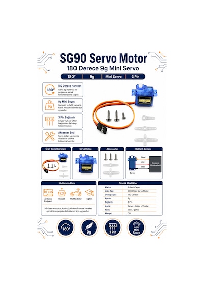 Sg90 Servo Motor 180 Derece - 9g Mini Servo