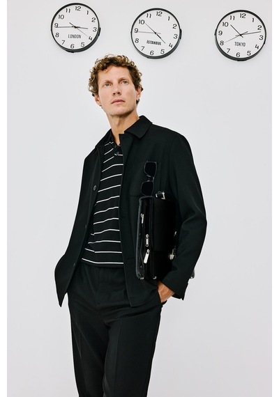 Defacto Regular Fıt Polo Yaka Pamuk Astarlı Blazer Ceket G7970ax26aubk81 Siyah-bk81