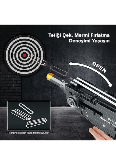 Reobrix 77029 Hafif Makineli Tüfek Yaratıcı Yapı Blok Seti Building Blocks Scorpion Submachine Gun - 566 Parça